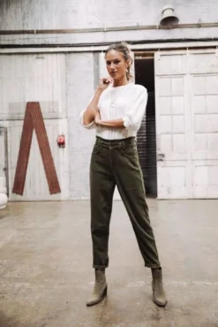 Pantalon FREEMAN PORTER LARA VELUTO Forest -Promos Femme T-Shirt Magasin freeman f25926 f493 forest 5