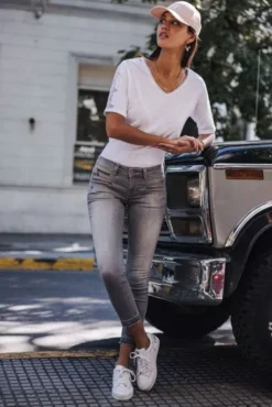 Jean FREEMAN T.PORTER ALEXA CROPPED Mirror 8 Jean FREEMAN T.PORTER ALEXA CROPPED Mirror -Promos Femme T-Shirt Magasin freeman porter 23041 6