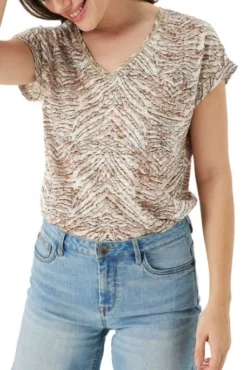 Tee-shirt GARCIA AÉRIEN Sesame -Promos Femme T-Shirt Magasin garcia e30005 1043 1