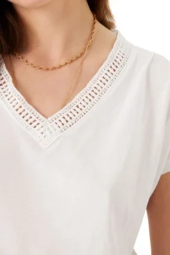 Tee-shirt GARCIA CROCHETÉ Off White -Promos Femme T-Shirt Magasin garcia z0010 53 4