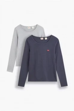 Levis Lot De 2 Tee-shirts LEVI'S® MANCHES LONGUES Navy/Grey -Promos Femme T-Shirt Magasin levis a0787 00 02 1