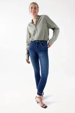 Jean SALSA FAITH PUSH IN CROPPED SLIM Blue Indigo -Promos Femme T-Shirt Magasin salsa 26262 5