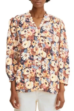 Chemisier TOM TAILOR Beige Large Floral Design -Promos Femme T-Shirt Magasin tt 23719 1
