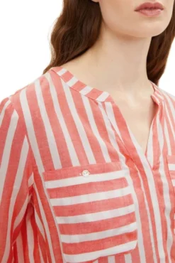 Chemise TOM TAILOR Red Vertical Stripe -Promos Femme T-Shirt Magasin tt 24300 3
