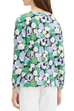Chemisier TOM TAILOR FLOWER Green -Promos Femme T-Shirt Magasin tt 24403 2