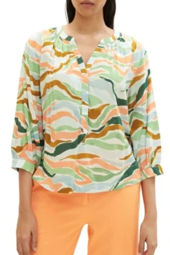 Chemisier TOM TAILOR Colorful -Promos Femme T-Shirt Magasin tt 24713 1