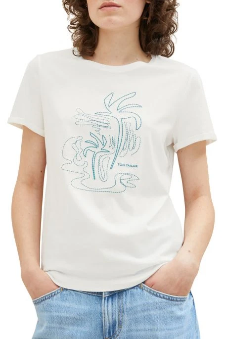 Tee Shirt TOM TAILOR PALMIER Whisper White 1 Tee Shirt TOM TAILOR PALMIER Whisper White