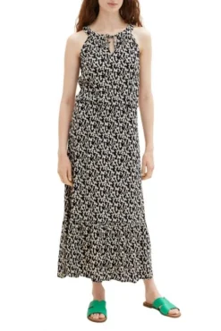 Robe Longue TOM TAILOR Black -Promos Femme T-Shirt Magasin tt 24963 1