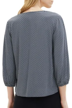 Chemise TOM TAILOR GEOMETRIQUE Navy -Promos Femme T-Shirt Magasin tt 25167 2