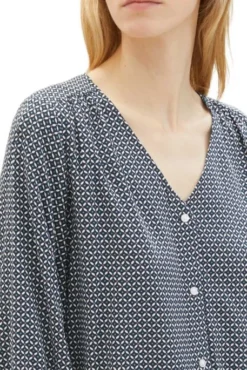 Chemise TOM TAILOR GEOMETRIQUE Navy -Promos Femme T-Shirt Magasin tt 25167 4