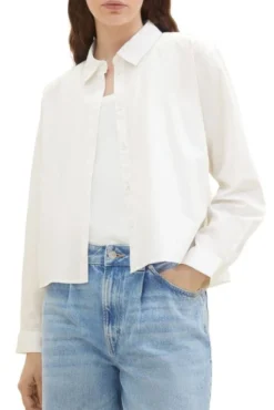 Chemisier TOM TAILOR White -Promos Femme T-Shirt Magasin tt 25323 1