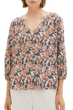 Chemisier TOM TAILOR Grey Floral -Promos Femme T-Shirt Magasin tt 25673 1