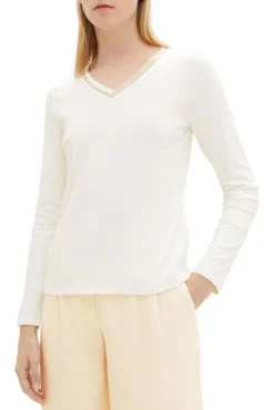 Tee-shirt Femme TOM TAILOR Whisper White -Promos Femme T-Shirt Magasin tt 25907 1