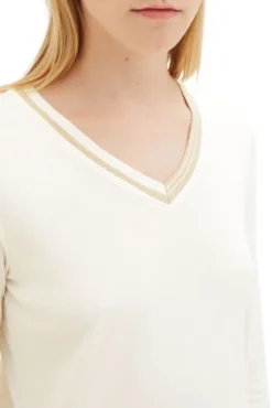 Tee-shirt Femme TOM TAILOR Whisper White -Promos Femme T-Shirt Magasin tt 25907 4