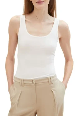 Débardeur TOM TAILOR Whisper White -Promos Femme T-Shirt Magasin tt 26729 1