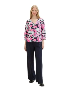 Chemisier TOM TAILOR Pink Colorful Floral Design -Promos Femme T-Shirt Magasin tt 26769 3