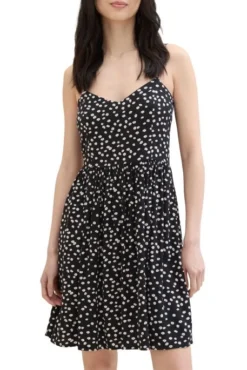 Robe Courte TOM TAILOR Black Flower -Promos Femme T-Shirt Magasin tt 26866 1