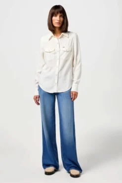 Chemise WRANGLER WESTERN White -Promos Femme T-Shirt Magasin wrangler 112350290 2